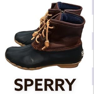 Authentic Sperry waterproof leather &  rubber rain duck boots shoes sz 6.5